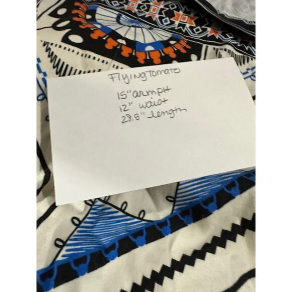 Flying Tomato Dress Womens sz Small Ivory Navy Black Aztec Halter Fit &‎ Flare - Picture 8 of 8